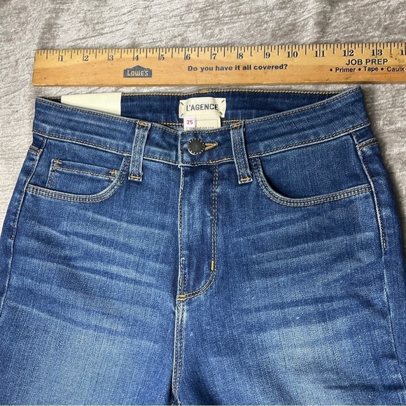 NWT L'agence Margot High Rise Skinny Jeans Size 25” Waist Stretch Blue Neptune - Picture 3 of 15
